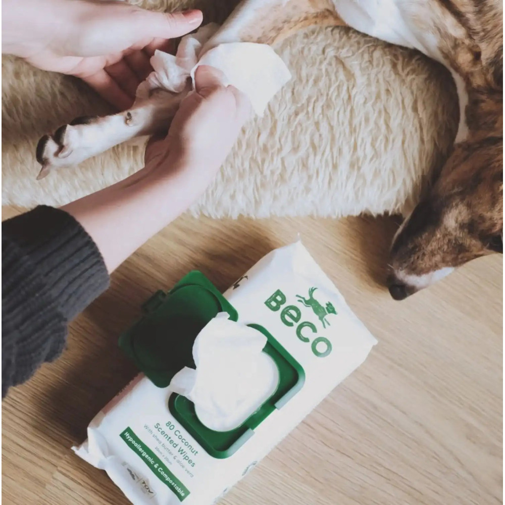 Вологі серветки біорозкладні бамбукові Beco Pets з ароматом кокосу 80 шт., 80шт.  - фото 2