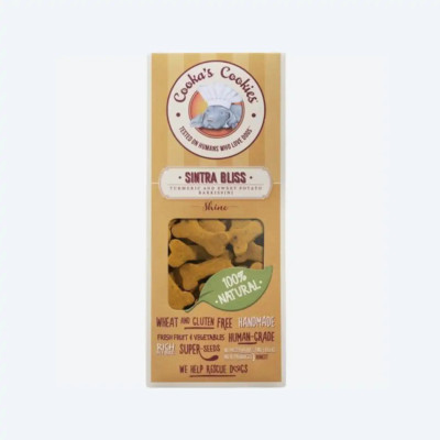 Натуральне печиво для собак Cooka's Cookies Barkissini Куркума з овочами та фруктами 100 г (рослинний білок), 100 грам.