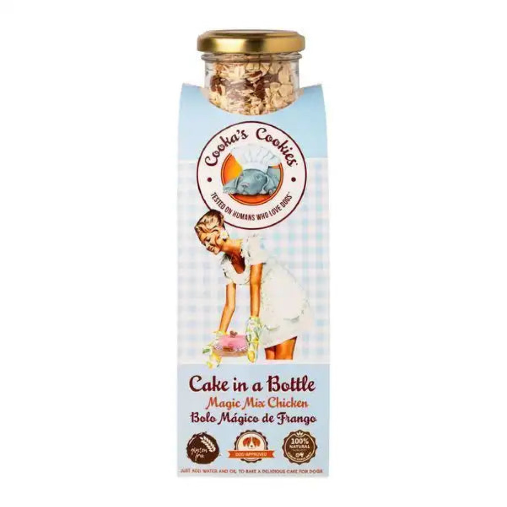Натуральна суміш для приготування святкового торту для собак Cooka's Cookies Cake In Bottle з Куркою, 320 грам.