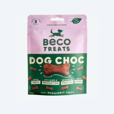 Печиво для собак Beco Pets Шоколад з керобом, ромашкою та кіноа 70 г (рослинний білок), 70 грам.