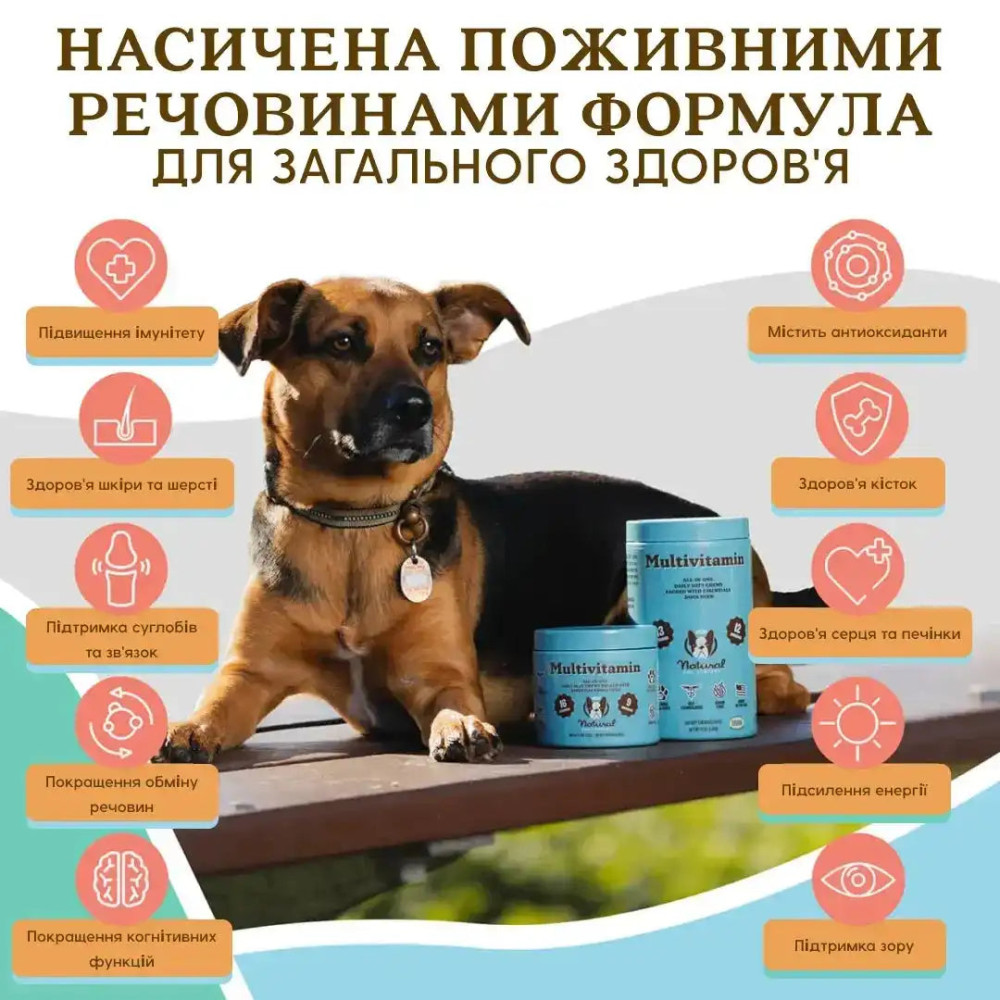 Мультивітамінний комплекс Multivitamin Natural Dog Company 90шт, 90 шт.