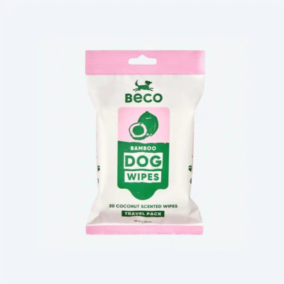 Вологі серветки біорозкладні бамбукові Beco Pets з ароматом кокосу 20 шт., 20шт.
