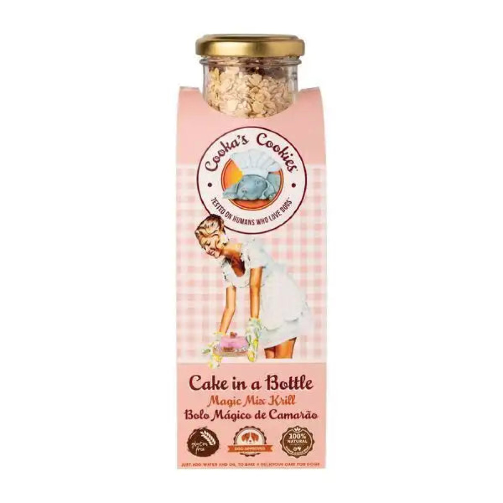Натуральна суміш для приготування святкового торту для собак Cooka's Cookies Cake In Bottle з Креветкою 320 г, 320 грам.