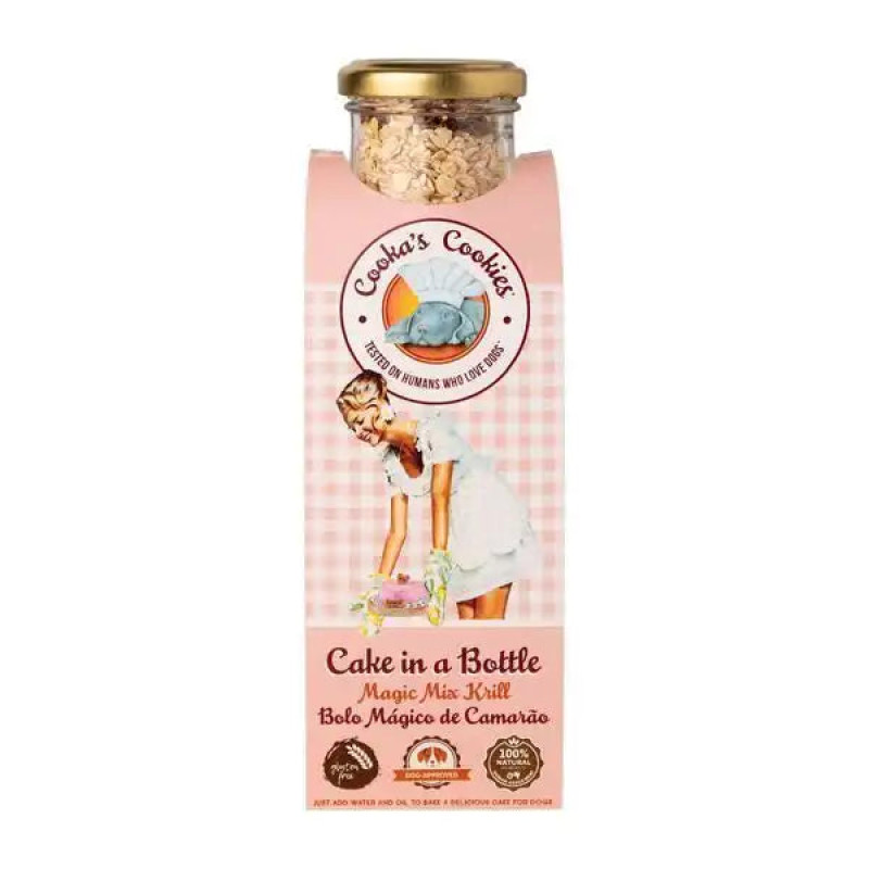 Натуральна суміш для приготування святкового торту для собак Cooka's Cookies Cake In Bottle з Креветкою 320 г, 320 грам.