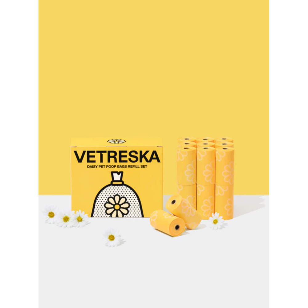 Біорозкладні пакети для прибирання за собакою Vetreska Daisy з ароматом ромашки, 23×33 см (1 рулон)