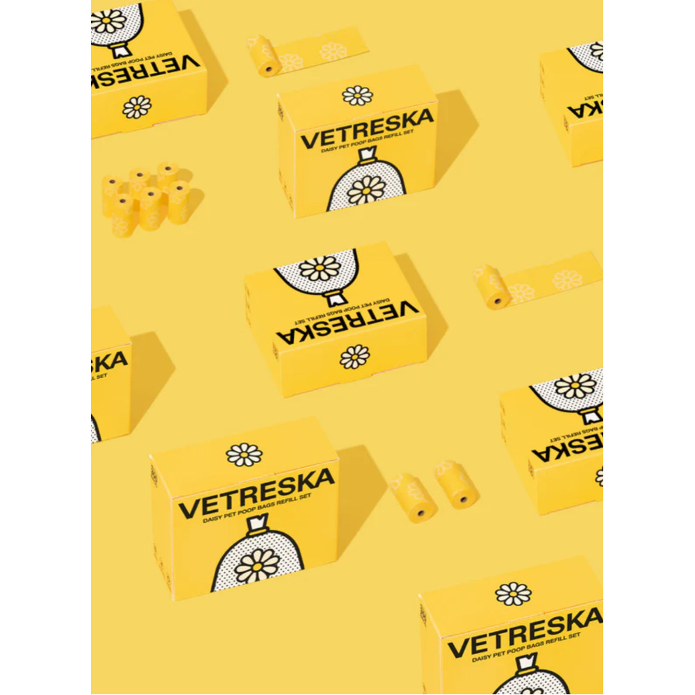 Біорозкладні пакети для прибирання за собакою Vetreska Daisy з ароматом ромашки, 23×33 см (1 рулон)