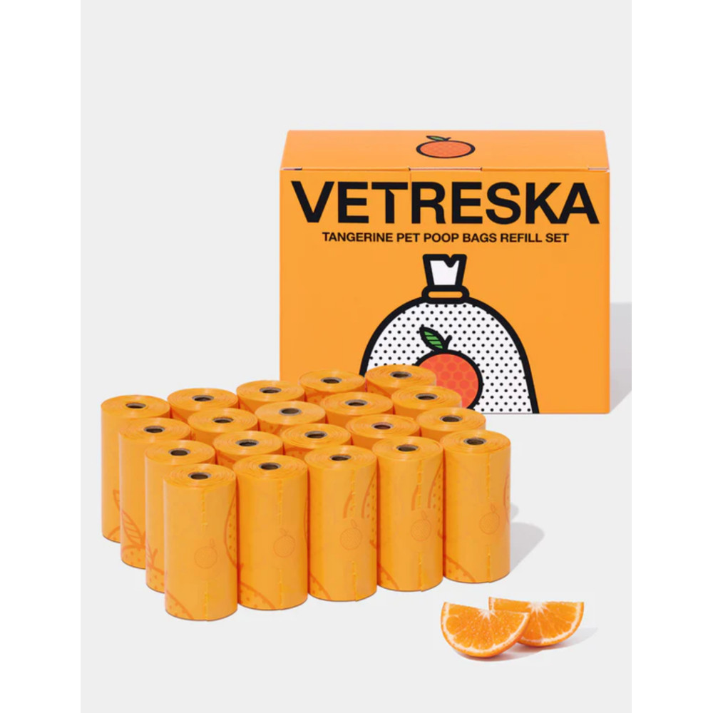 Біорозкладні пакети для прибирання за собакою Vetreska Tangerine з ароматом мандарина, 23×33 см (1 рулон)