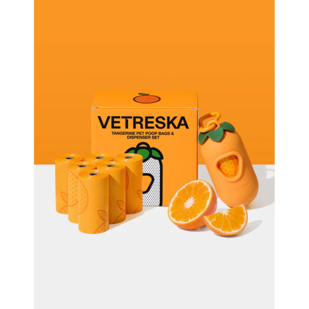 Біорозкладні пакети для прибирання за собакою Vetreska Tangerine з ароматом мандарина, 23×33 см (1 рулон)