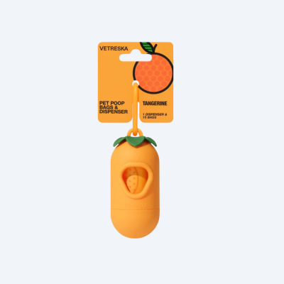 Диспенсер з біорозкладними пакетами для собак Vetreska Tangerine з ароматом мандарина