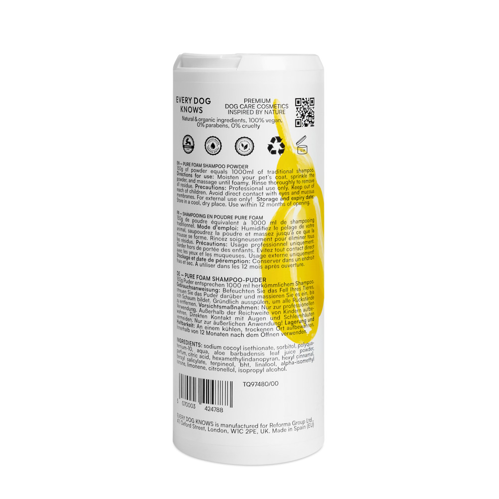 Концентрований порошковий шампунь для собак PURE FOAM SHAMPOO POWDER Every Dog Knows