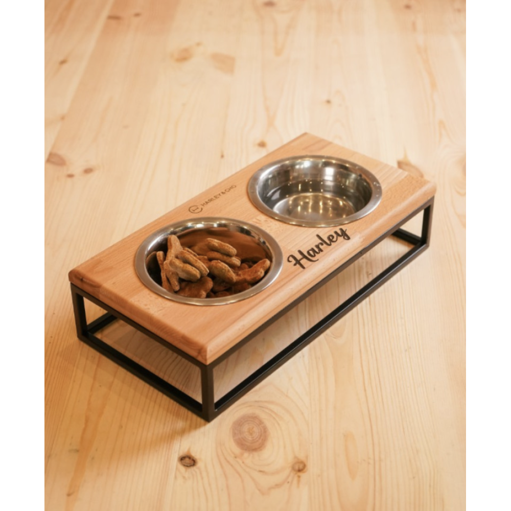 Миски на підставці Lunch Bar Natural wood + Black Harley and Cho S