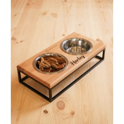 Миски на підставці Lunch Bar Natural wood + Black Harley and Cho S