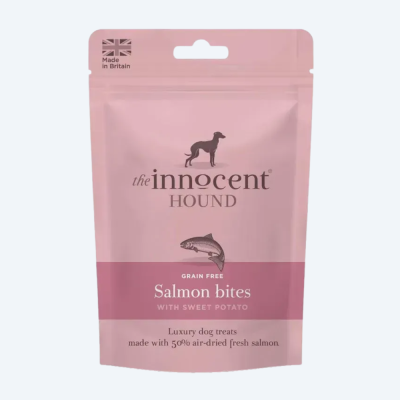 Ласощі для собак Міні ковбаски з лосося та батату The Innocent Hound, 70 г.