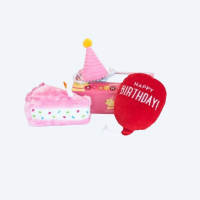 М'яка іграшка для собак подарунок на день народження ZippyPaws Pup Birthday Box з пищалкою (рожевий)