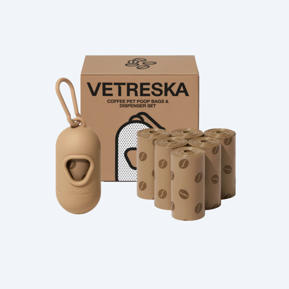 Набір біорозкладних пакетів для прибирання Vetreska Coffee з ароматом кави + диспенсер, 7 рулонів