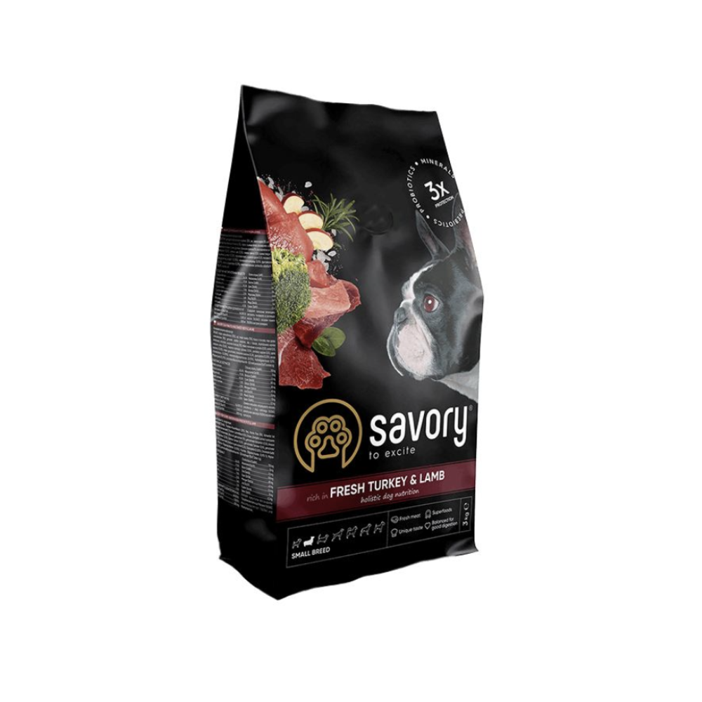 Сухий корм Savory Small для собак малих порід, зі свіжим ягням та індичкою