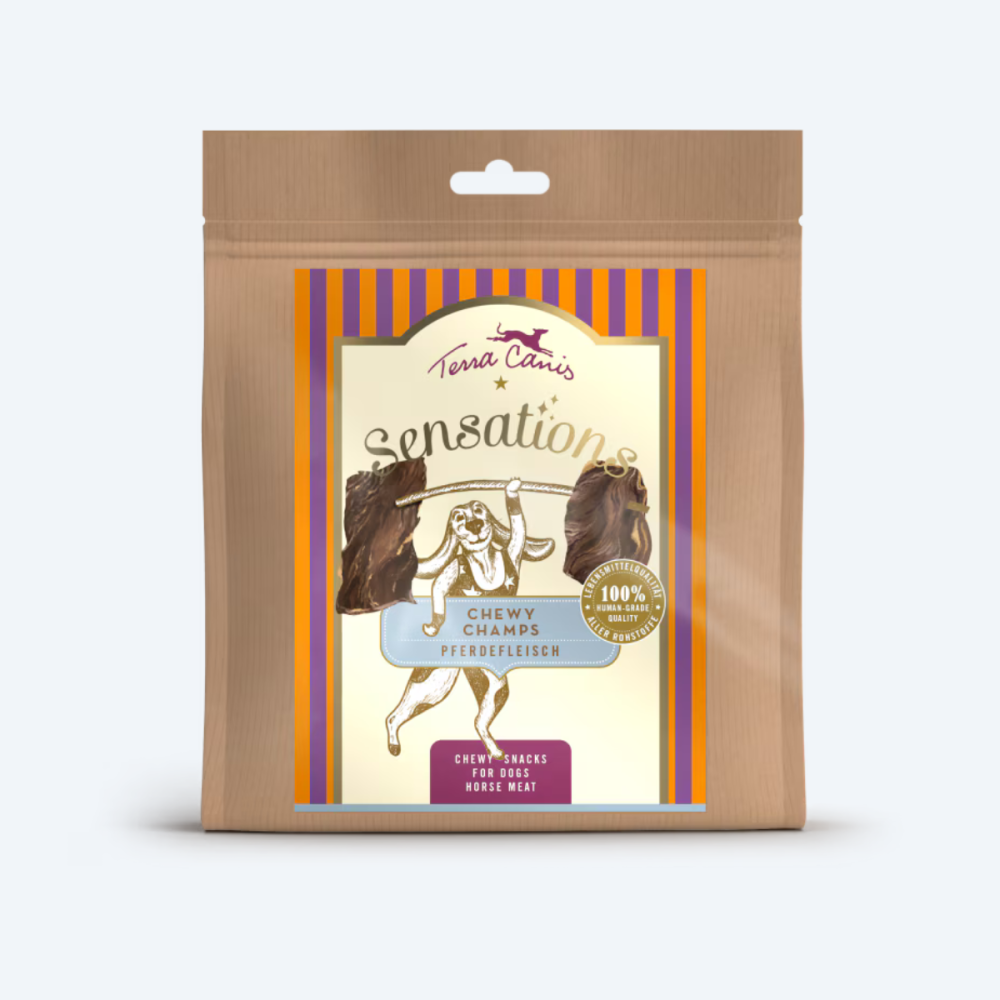 Ласощі для собак Terracanis М'ясо Конини натуральне сушене Chewy Champs Horse meat SENSATIONS
