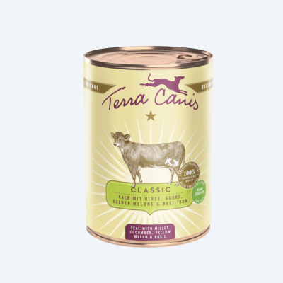 Вологий корм для собак Телятина з пшоном, огірком та медовою динею Classic Menu Terracanis 200г