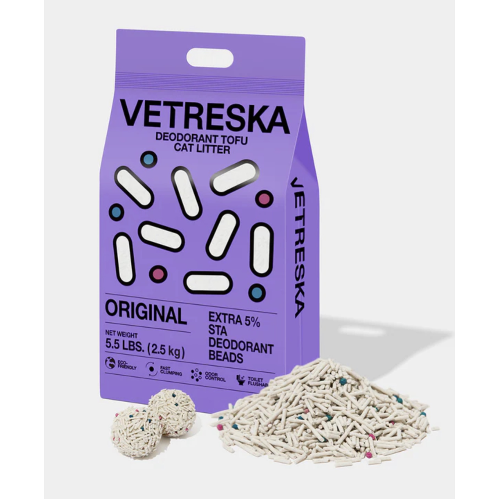 Натуральний тофу наповнювач Vetreska Unscented 2,5 кг без аромату для котячого туалету