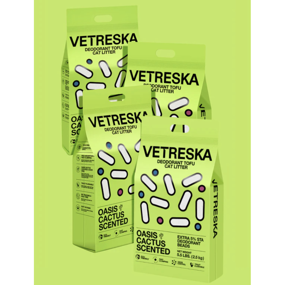 Натуральний тофу наповнювач Vetreska Cactus Oasis 2,5 кг з ароматом кактуса