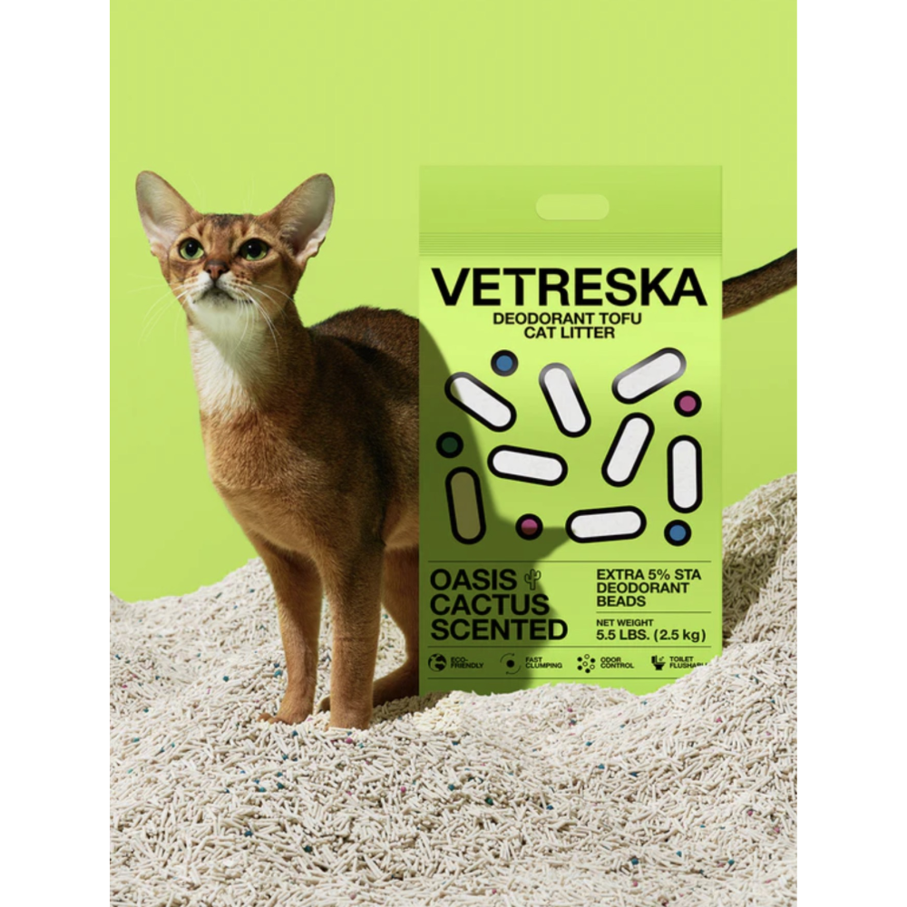 Натуральний тофу наповнювач Vetreska Cactus Oasis 2,5 кг з ароматом кактуса