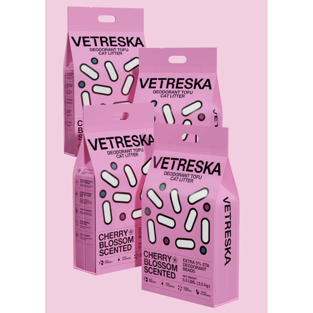 Натуральний тофу наповнювач Vetreska Cherry Blossom 2,5 кг для котячого туалету